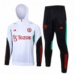 2023-2024 Manchester United White Thailand Soccer Tracksuit With Hat-815