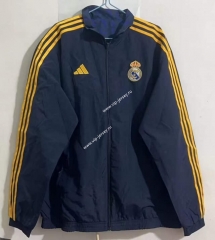 (S-3XL) 2024-2025 Real Madrid Royal Blue Reversible Thailand Trench Coats -0255