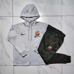 2023-2024 Barcelona Light Grey Thailand Soccer Tracksuit Uniform With Hat-815