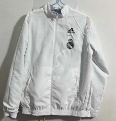 (S-3XL) 2024-2025 Real Madrid White Reversible Thailand Trench Coats -0255