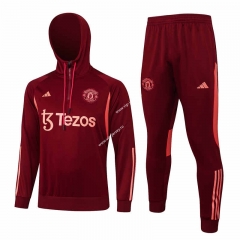 2023-2024 Manchester United Date Red Thailand Soccer Tracksuit With Hat-815