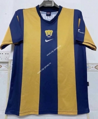 Retro Version 2000-01 Pumas UNAM Home Blue&Yellow Stripes Thailand Soccer Jersey AAA-6895