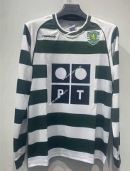 Retro Version 01-03 Sporting Clube de Portugal White&Green Thailand LS Soccer Jersey AAA-9268