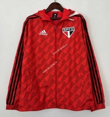 (S-3XL) 2024-2025 Sao Paulo FC Red Trench Coats With Hat-0255