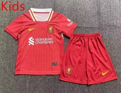 (With chest Logo) 2024-2025 Liverpool Home Red Kids/Youth Soccer Uniform-7209