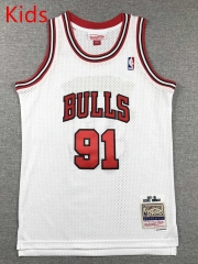 Chicago Bulls White #91 Kids/Youth NBA Jersey-1380