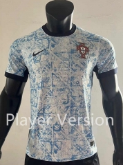 (S-4XL) Player Version 2024-2025 Portugal Away White&Blue Thailand Soccer Jersey AAA-SJ