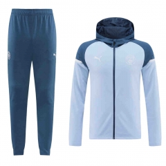 2024-2025 Manchester City Blue&Grey Thailand Soccer Jacket Uniform With Hat-LH