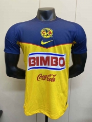 Retro Version 2011-2012 Club America Home Yellow&Blue Thailand Soccer Jersey
