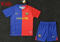 Retro Version 2008-2009 Barcelona Home Red&Blue Kids/Youth Soccer Uniform-GB