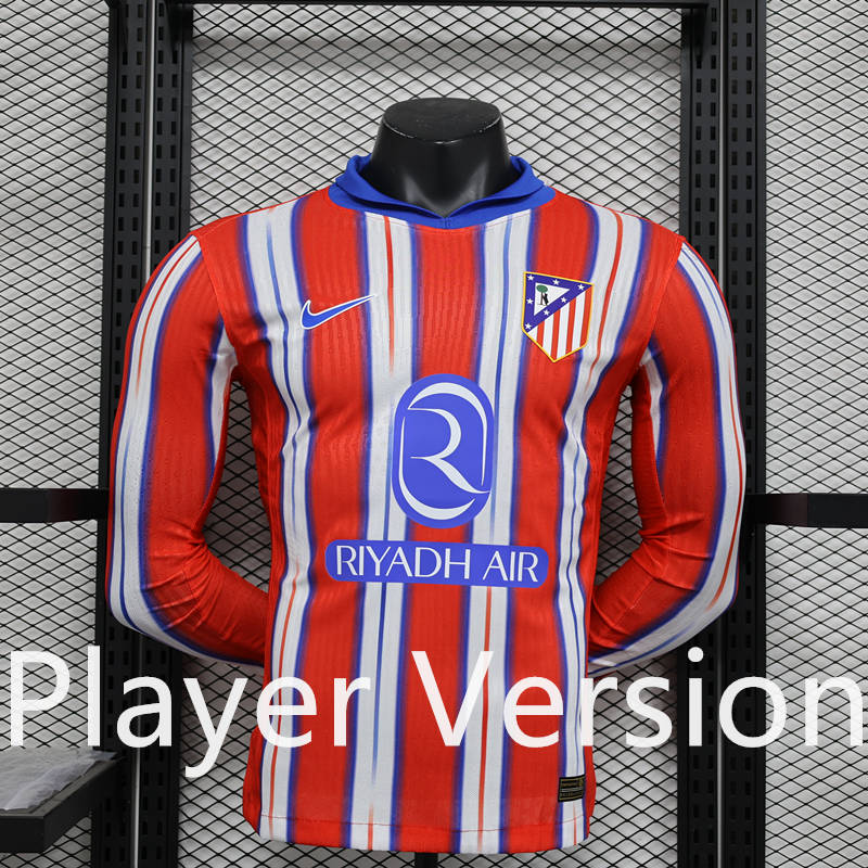 Player Version 2024-2025 Atletico Madrid Home Red&White LS Thailand Soccer Jersey AAA-888