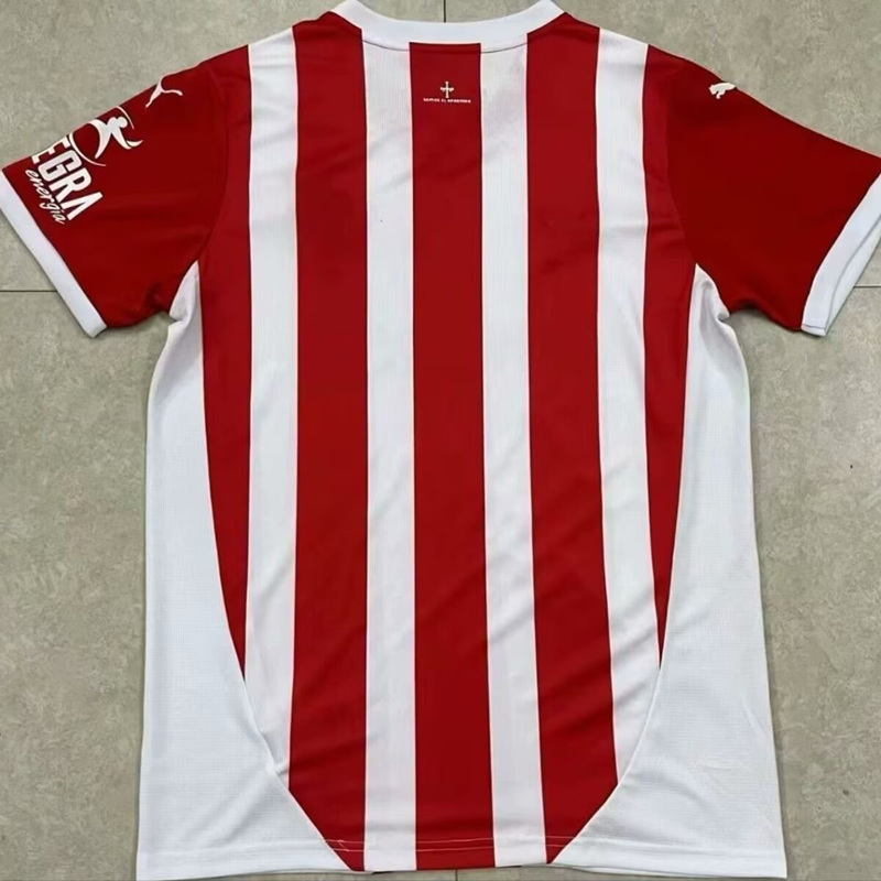 2024-2025 Sporting de Gijón Home Red&White Stripe Thailand Soccer Jersey AAA-2694