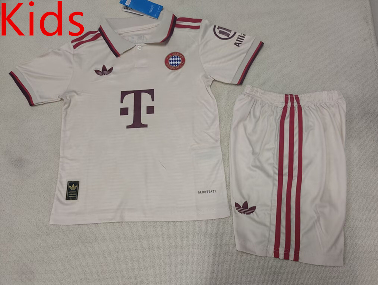 2024-2025 Bayern München 2nd Away White Kids/Youth Soccer Uniform-507