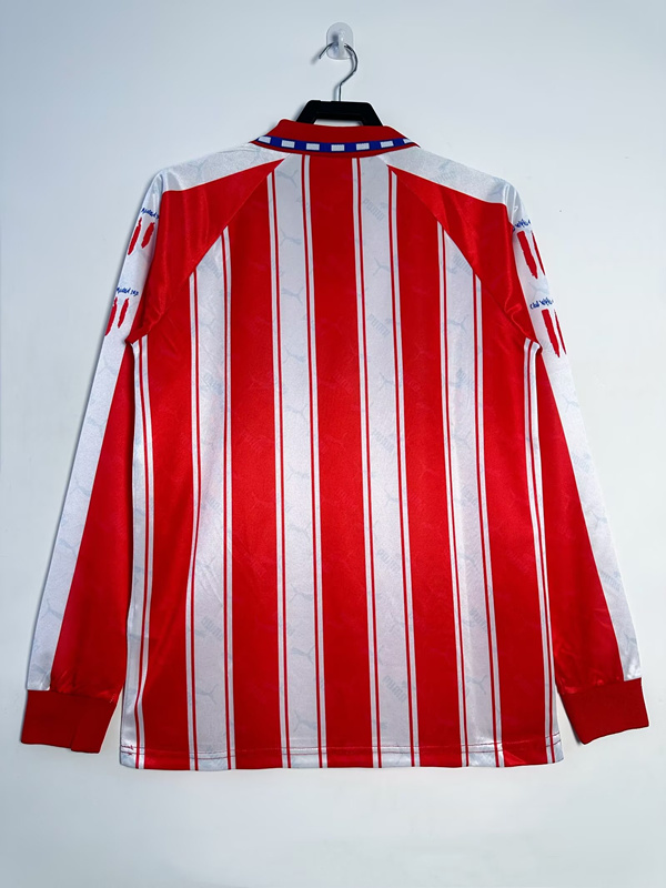 Retro Version 94-95 Atletico Madrid Home Red&White LS Thailand Soccer Jersey AAA-811