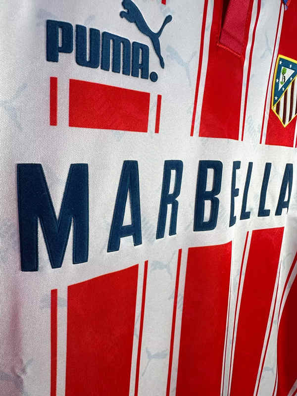 Retro Version 94-95 Atletico Madrid Home Red&White LS Thailand Soccer Jersey AAA-811