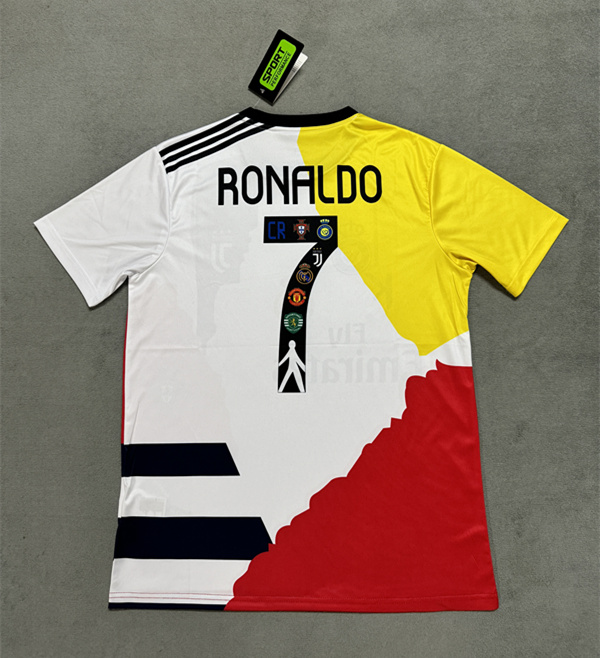 （s-4xl）2025-26 C Ronaldo Commemorative Edition White &Yellow Thailand Soccer Jersey AAA-4506