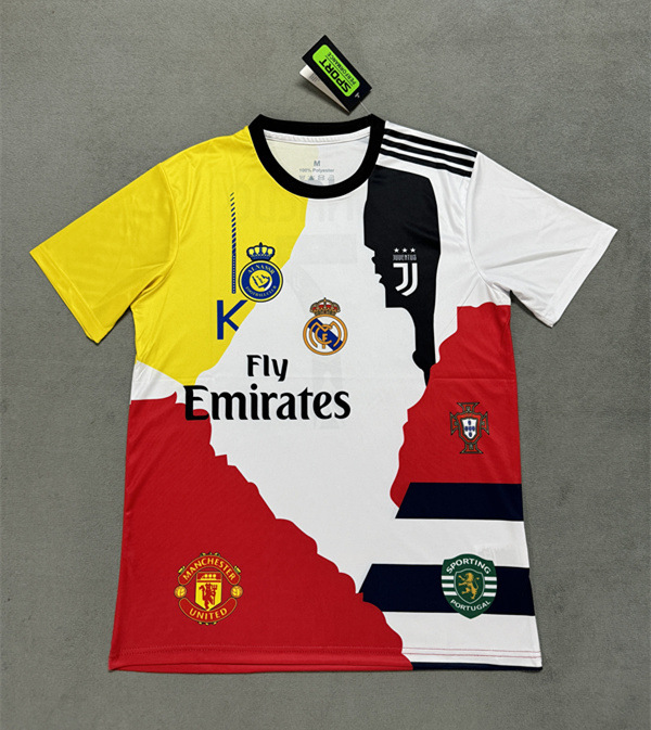 （s-4xl）2025-26 C Ronaldo Commemorative Edition White &Yellow Thailand Soccer Jersey AAA-4506
