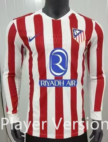 Player Version 2025-26 Atletico Madrid Home Red&White LS Thailand Soccer Jersey AAA-6451