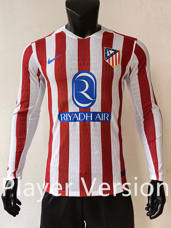 Player Version 2025-26 Atletico Madrid Home Red&White LS Thailand Soccer Jersey AAA-5634