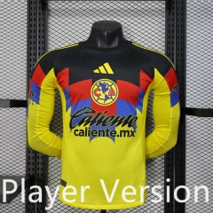 Player Version 25-26 Club America Home Yellow LS Thailand Soccer Jersey AAA-888