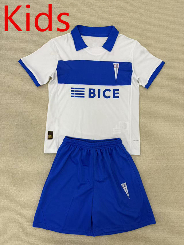 2025-26 CD Universidad Católica Home White& Blue Kids/Youth Soccer Uniform-AY