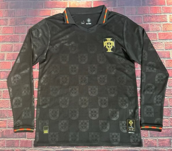 (S-4XL) 2026 World Cup Portugal Black LS Thailand Soccer Jersey AAA-1424