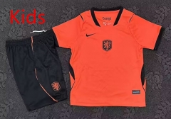 26-27 Netherlands Home Orange Kids/Youth Soccer Uniform(with black shorts) - 4714