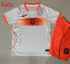 26-27 Netherlands Away White Kids/Youth Soccer Uniform-6400