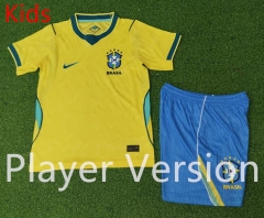 Player Version 26-27 Brazil Home Yellow Kid/Youth Soccer Uniform-9926
