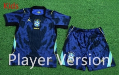 Player Version 2026 Brazil Away Blue Kid/Youth Soccer Uniform-9926