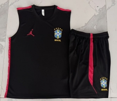 26-27 Brazil Black Vest  Thailand Soccer Tracksuit-815