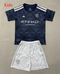 26-27 New York City Away Blue kids Soccer Uniform-AY