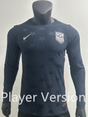 Player Version 26-27 USA Away Dark Blue LS Thailand Soccer Jersey AAA-0871 Player Version 26-27 USA Away Dark Blue LS Thailand Soccer Jersey AAA-0871