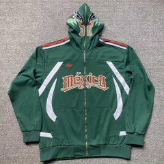 (S-3XL)Retro 86 Mexico Green Hooded  Thailand Soccer Jacket -5492