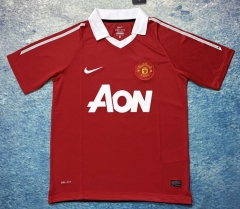 Retro Version 10-11 Manchester United Home Red Thailand Soccer Jersey-6590