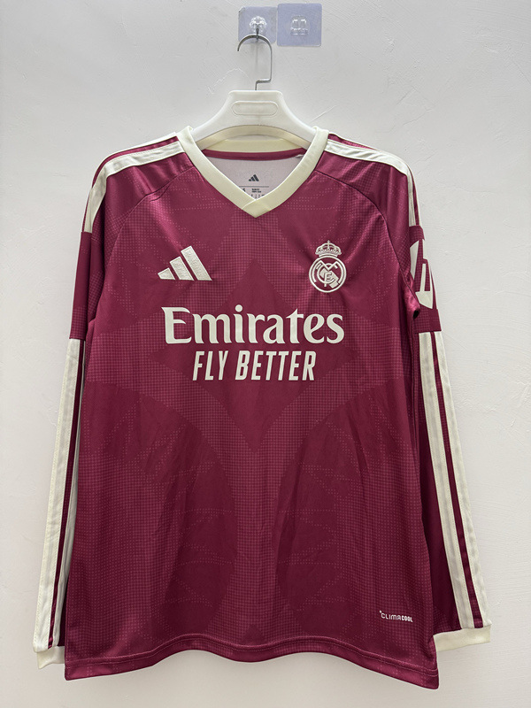 (S-4XL) 26-27 Real Madrid Rose Pink LS Thailand Soccer Jersey AAA-9268