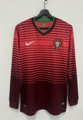 Retro Version 1986 Portugal Away Red LS Thailand Soccer Jersey AAA-503