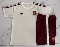 26-27 Spain Beige Short-Sleeve Thailand Soccer Tracksuit-815