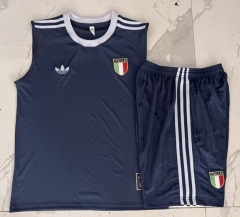 26-27 Italy Dark Blue Vest Thailand Soccer Tracksuit-815