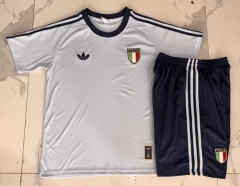 26-27 Italy Dark Light Blue Short-Sleeve Thailand Soccer Tracksuit-815