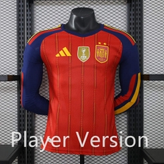 Player Version 26-27 Spain (2 Star With Patch) Home Red LS Thailand Soccer Jersey AAA-888 Player Version 26-27 Spain (2 Star With Patch) Home Red LS Thailand Soccer Jersey AAA-888
