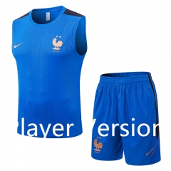 (S-3XL)Player Version 26-27 France Color Blue Vest Thailand Training Soccer Uniform-9926 (S-3XL)Player Version 26-27 France Color Blue Vest Thailand Training Soccer Uniform-9926