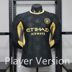 Player Version 26-27 Manchester City Away Black LS Thailand Soccer Jersey AAA-888