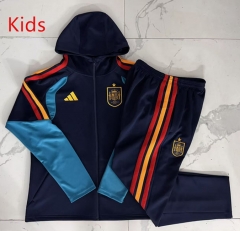 26-27 Spain Royal Blue Kids/Youth Soccer Jacket Uniform With Hat-815