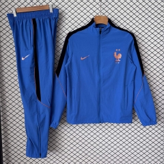 26-27 France Color Blue Soccer Trench Coat Uniform-2315