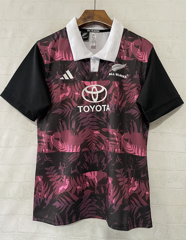 (S-5XL)26-27 All Blacks Pink&Black Thailand Rugby Jersey
