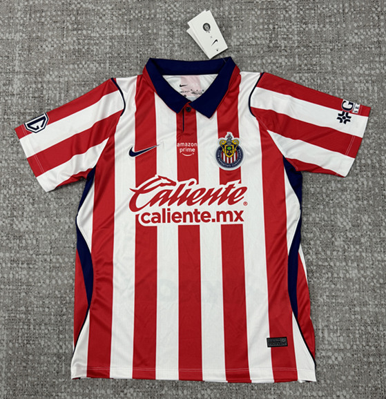 (S-4XL) 26-27 Deportivo Guadalajara Home Red&White Thailand Soccer Jersey AAA-4506