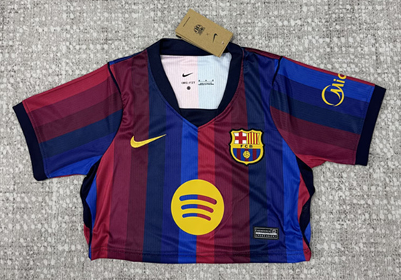 26-27 Barcelona Home Red&Blue Women Midriff-baring Cheerleader Uniform-6723