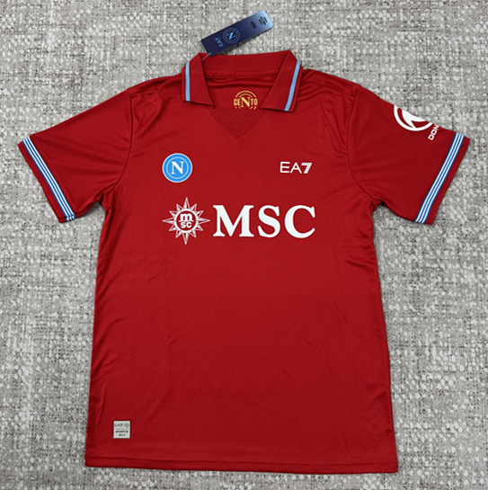 (S-4XL) 26-27 Napoli 2nd Away Red Thailand Soccer Jersey AAA-4506
