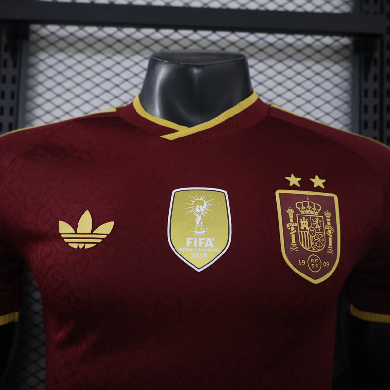 (S-3XL)26-27 Player Version Spain 2nd Away Red Thailand Soccer Jersey AAA-3596